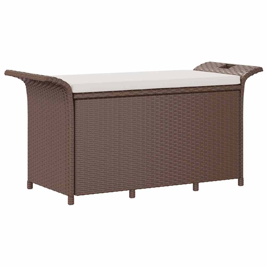 Banc Coffre Jardin Résine Tressée Rangement Étanche Terrasse Marron 116cm – ComfortXL Outdoor Living - Image 2