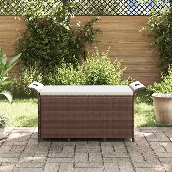 Banc Coffre Jardin Résine Tressée Rangement Étanche Terrasse Marron 116cm – ComfortXL Outdoor Living - Image 3