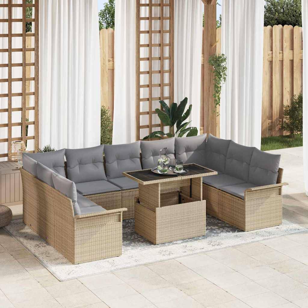 Vidaxl - Ensemble de canapé de jardin 10 pcs Beige Poly rotin vidaXL 3348346 - Image 1