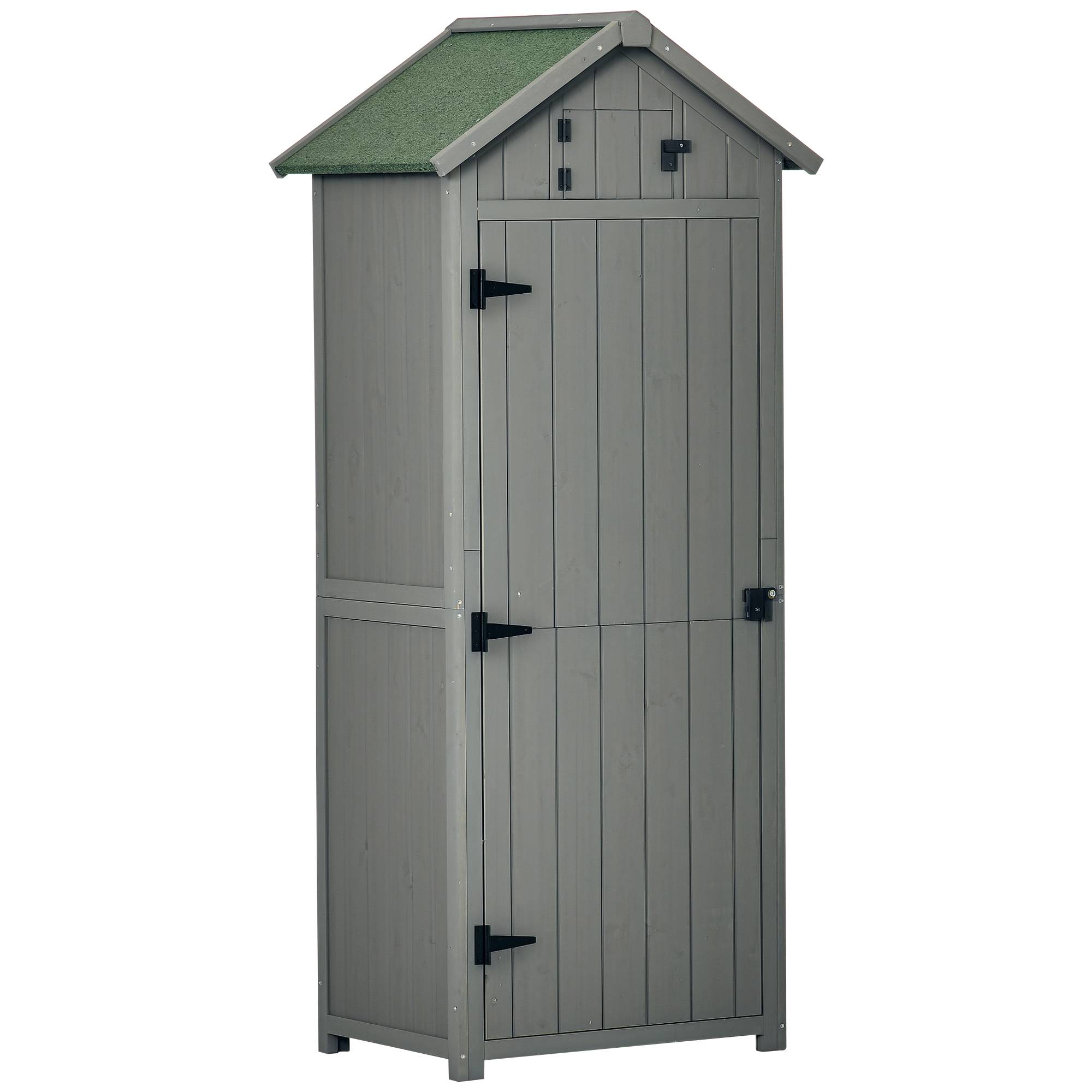 Armoire de jardin bois extérieur 3 étagères double porte 77x54x179cm gris - ComfortXL Outdoor Living - Image 1