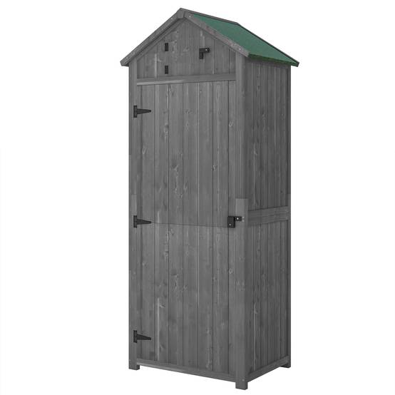 Armoire de jardin bois extérieur 3 étagères double porte 77x54x179cm gris - ComfortXL Outdoor Living - Image 2