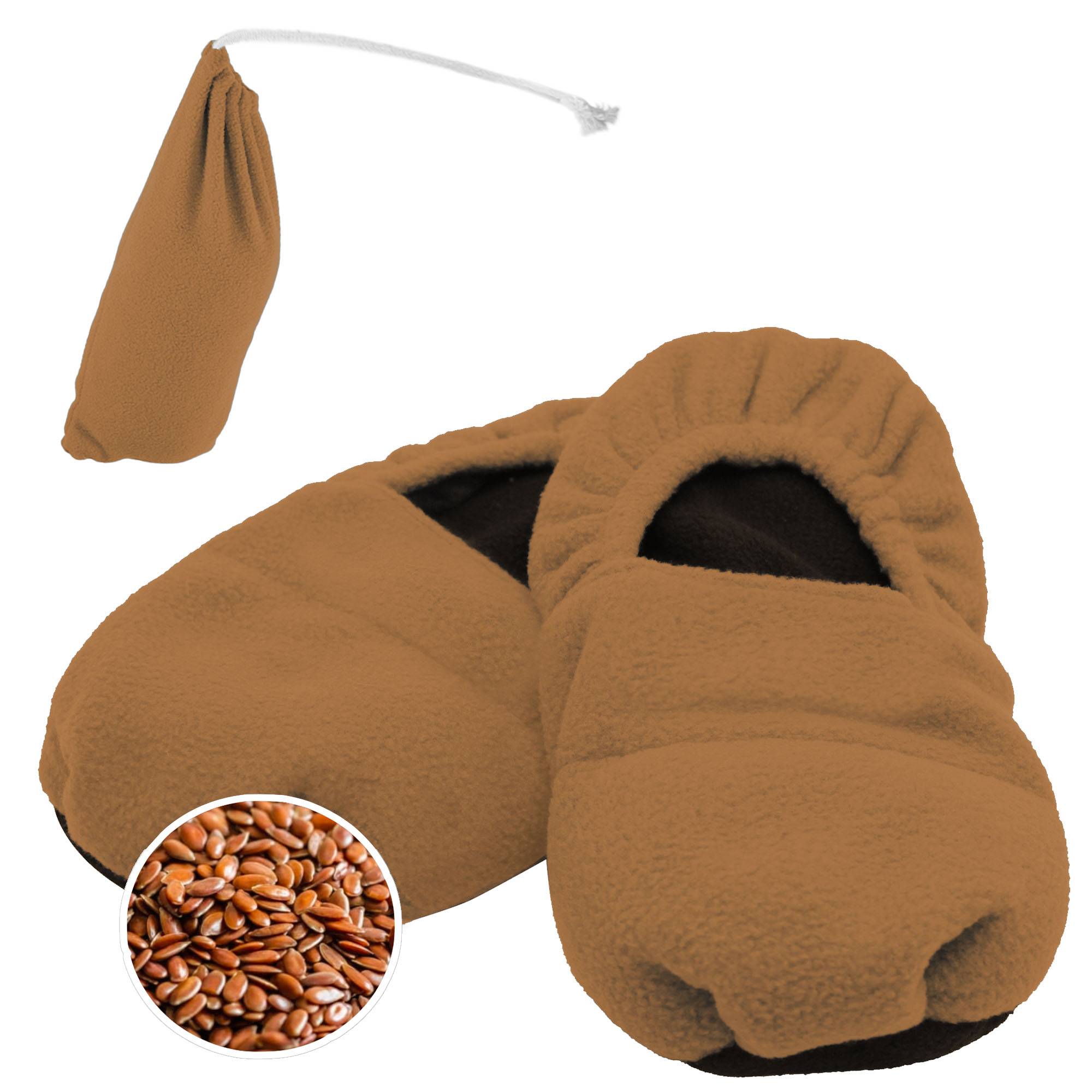 Fishtec - Chaussons chauffants Graines de lin Micro-ondes Chaud Froid polaire doux taille 36-40 Pochette incluse Confort Détente - Image 1