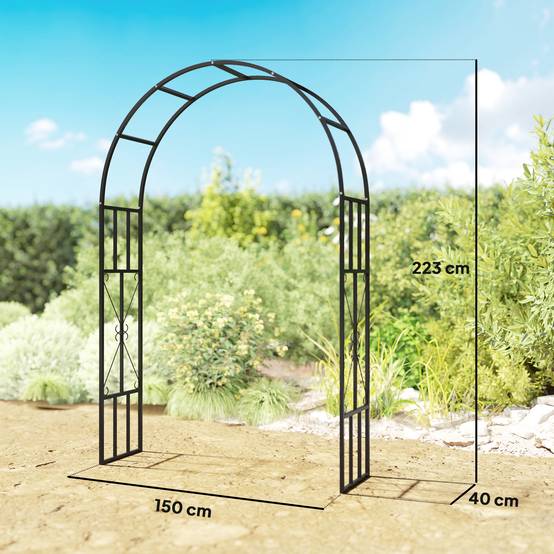 Arche de jardin acier noir 150 x 40 x 223 cm - PANGIVO - Image 5
