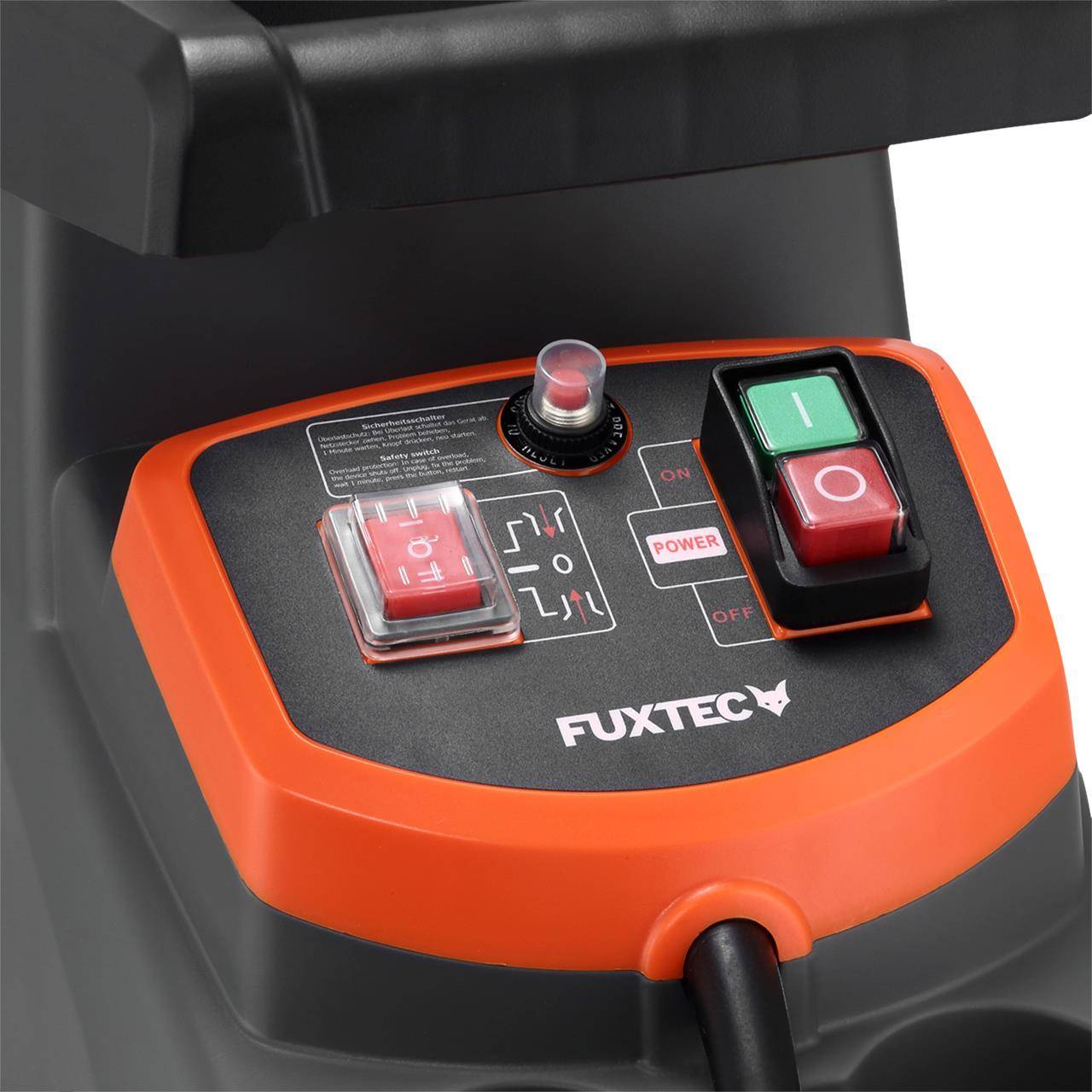Broyeur de végétaux électrique FUXTEC FX-EGH2800T - 2800W rouleaux silencieux 92 dB, bac toile 60L, coupe branches Ø44mm - Image 9