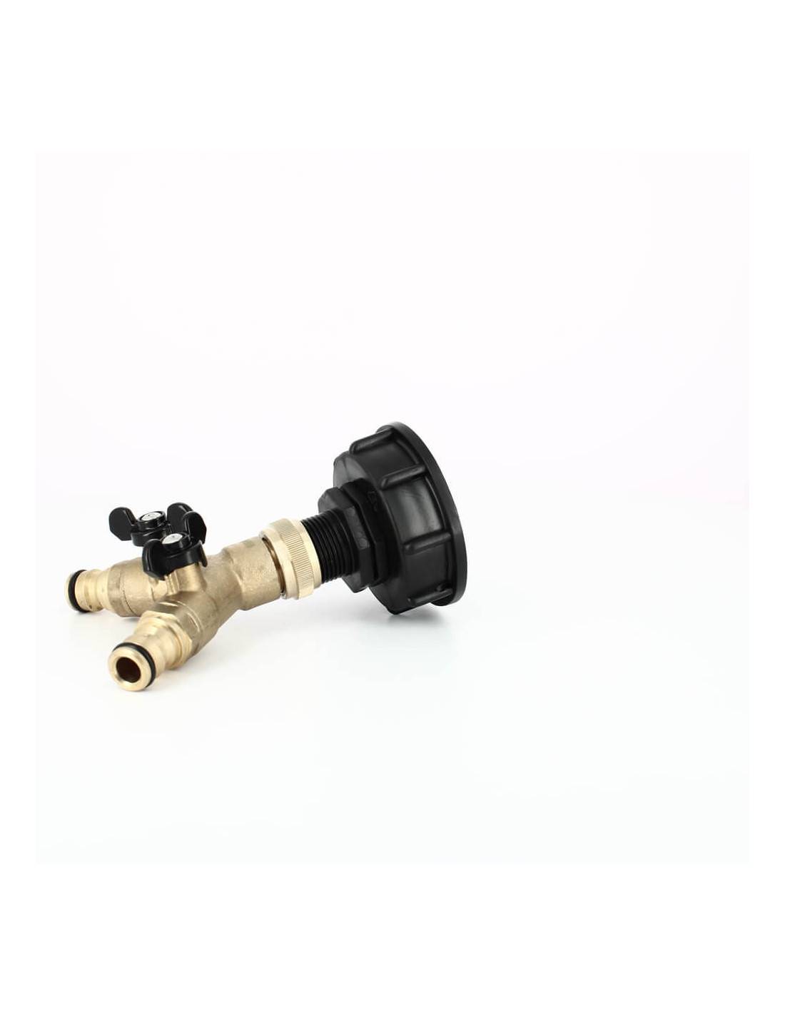 Raccord cuve eau S60X6 - 2 voies 3/4'' laiton - Nez (type Gardena) - Image 3