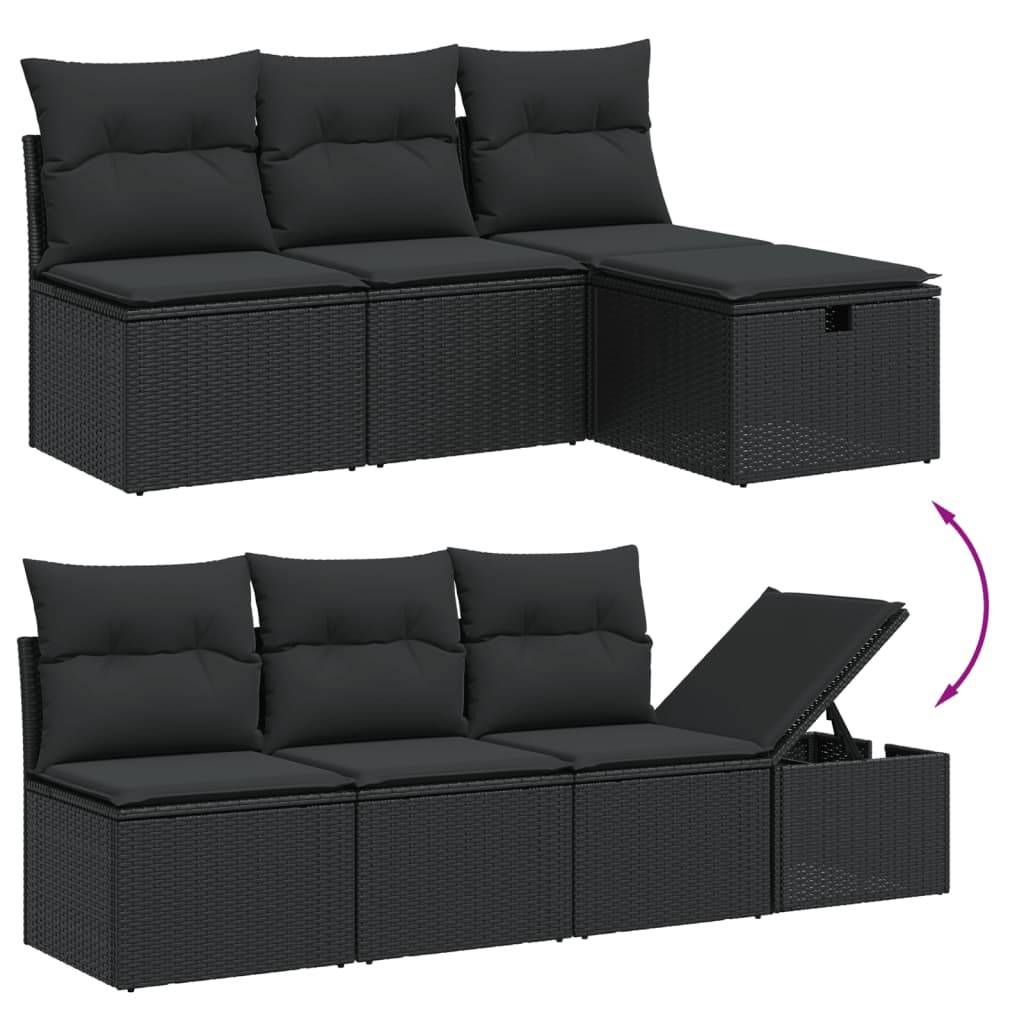 Vidaxl - Salon de jardin 8 pcs avec coussins noir résine tressée vidaXL 3274835 - Image 8