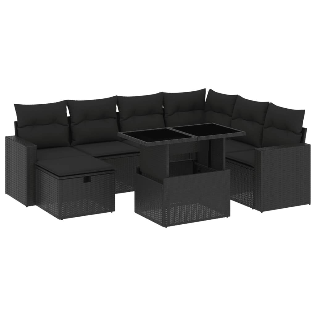 Vidaxl - Salon de jardin 8 pcs avec coussins noir résine tressée vidaXL 3274835 - Image 2