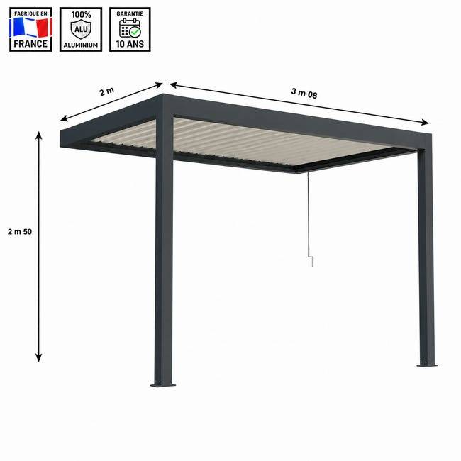 Pergola Bioclimatique Aluminium Adossée Anthracite 3x2 Manuelle S ORIAL France - Image 2