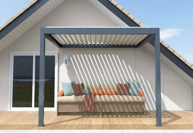 Pergola Bioclimatique Aluminium Adossée Anthracite 3x2 Manuelle S ORIAL France - Image 9