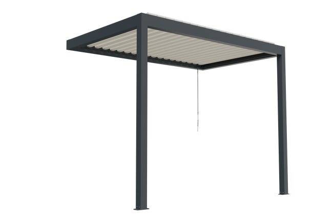 Pergola Bioclimatique Aluminium Adossée Anthracite 3x2 Manuelle S ORIAL France - Image 7