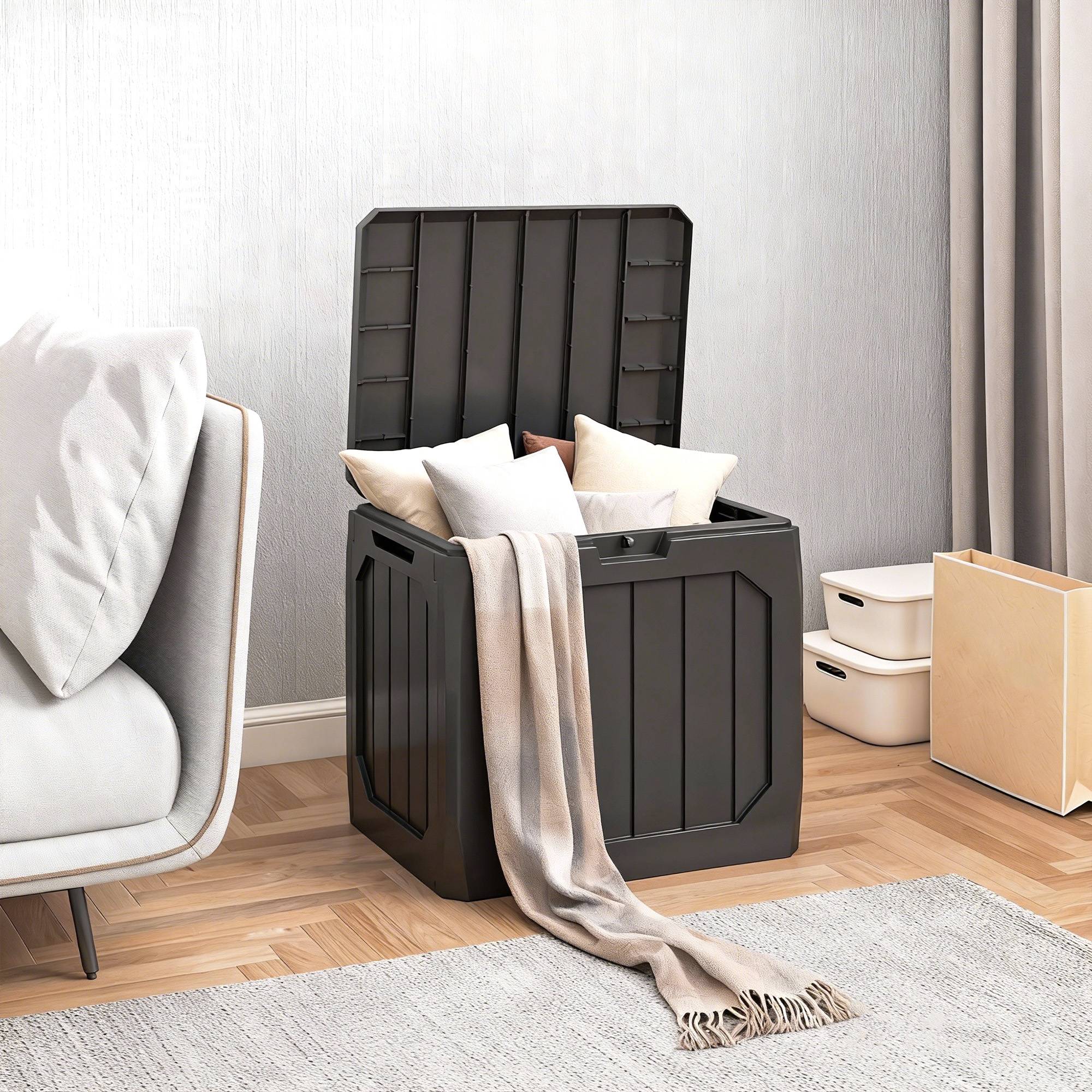 Coffre de rangement 121L résine noire balcon outils étanche 56x45x53cm - ComfortXL Outdoor Living - Image 4