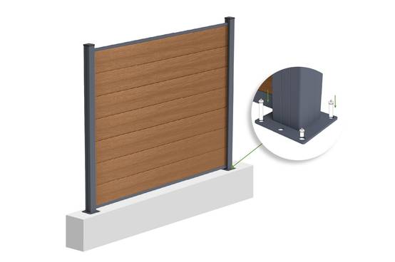 Casanoov Clôture composite Stockhorn 6 m H.150 cm sur plaque finition teck - Image 7