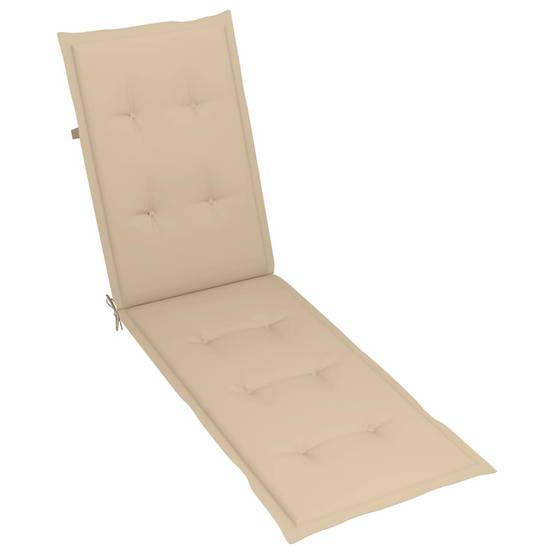 Chaise Longue Acacia Huilé Pliable Repose-Pieds Coussin Beige – ComfortXL Outdoor Living - Image 7