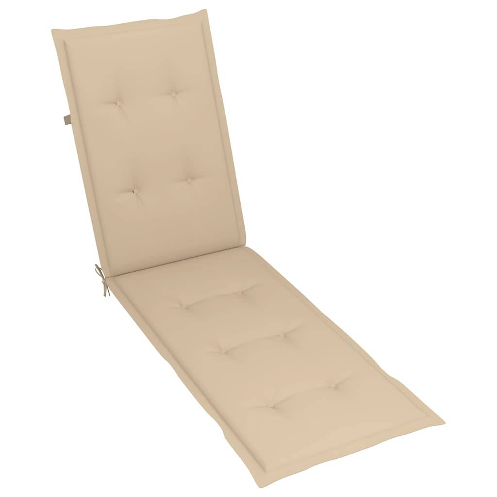 Chaise Longue Acacia Huilé Pliable Repose-Pieds Coussin Beige – ComfortXL Outdoor Living - Image 7