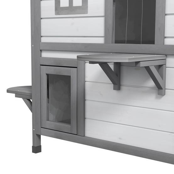 Maison pour chat bois de sapin blanc et gris 99.5 x 76 x 91 cm - PANGIVO - Image 10