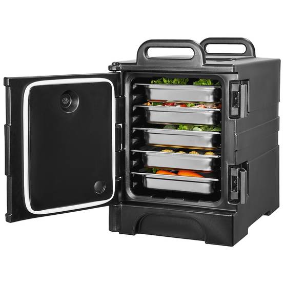 VEVOR Conteneur isotherme bac gastronorme 75 L, empilable, double boucle. Noir. - Image 1