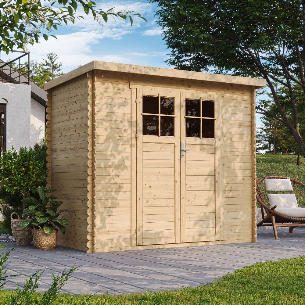 Timbela - Abri de jardin en bois l239xL144xH200 cm /2.63 m² avec sol traité et porte verrouillable de haute qualité - 19 mm d’épaisseur - Timbela M310F+M310G - Image 1