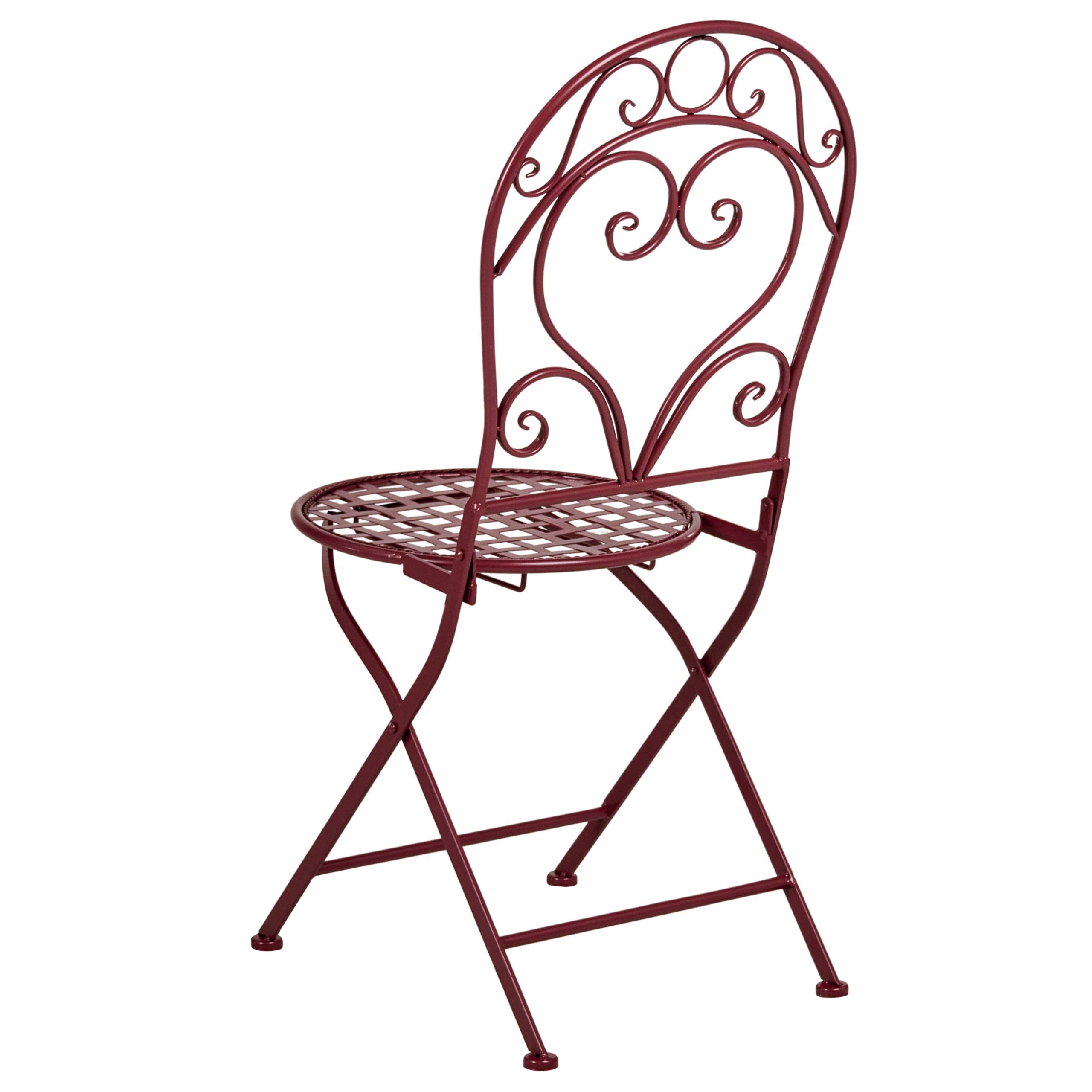 Beliani - Chaise de jardin Métal Rouge Bordeaux ALBINIA - 42x55x94- Beliani - Image 3