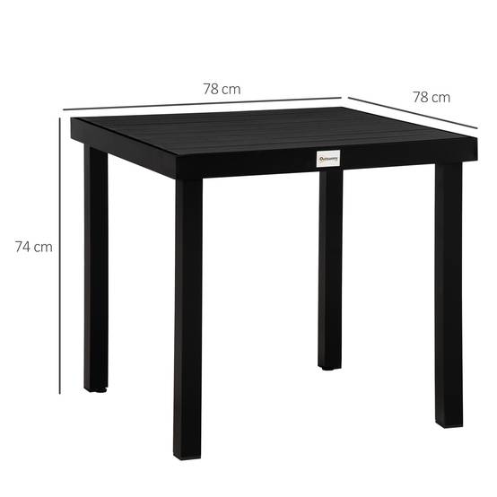 Table à manger de jardin pour 4 personnes, en aluminium, 78 x 78 x 74 cm, noir - Image 5