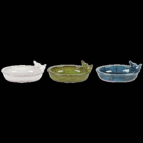 Esschert Design - Bain d'oiseaux ovale en céramique - Blanc - Image 2