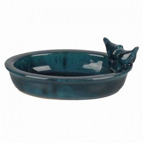 Esschert Design - Bain d'oiseaux ovale en céramique - Blanc - Image 1