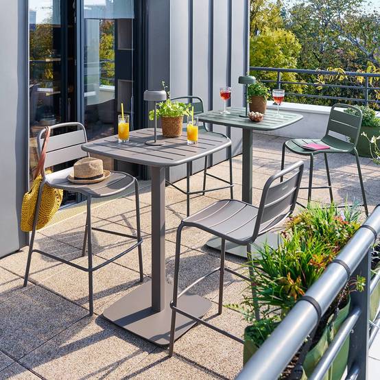 Hesperide - Table haute de jardin 2 places Alegoria 70x70cm café - Hespéride - Image 1
