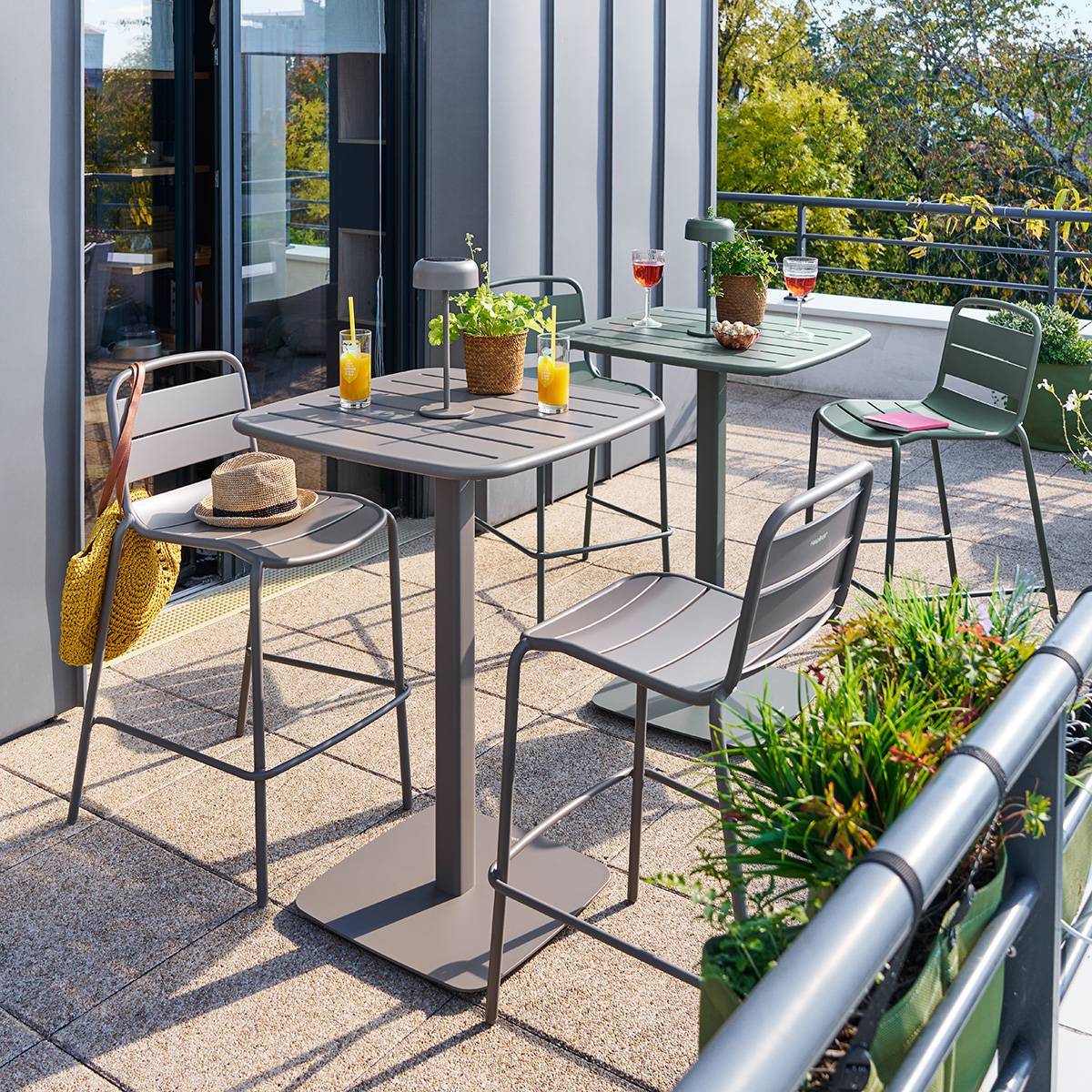 Hesperide - Table haute de jardin 2 places Alegoria 70x70cm café - Hespéride - Image 1