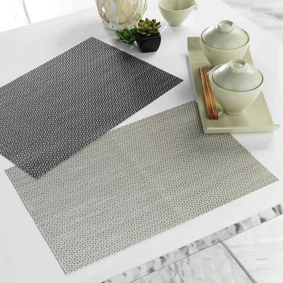 Set de Table "Marbling" 30x45cm Taupe & Blanc - Image 3