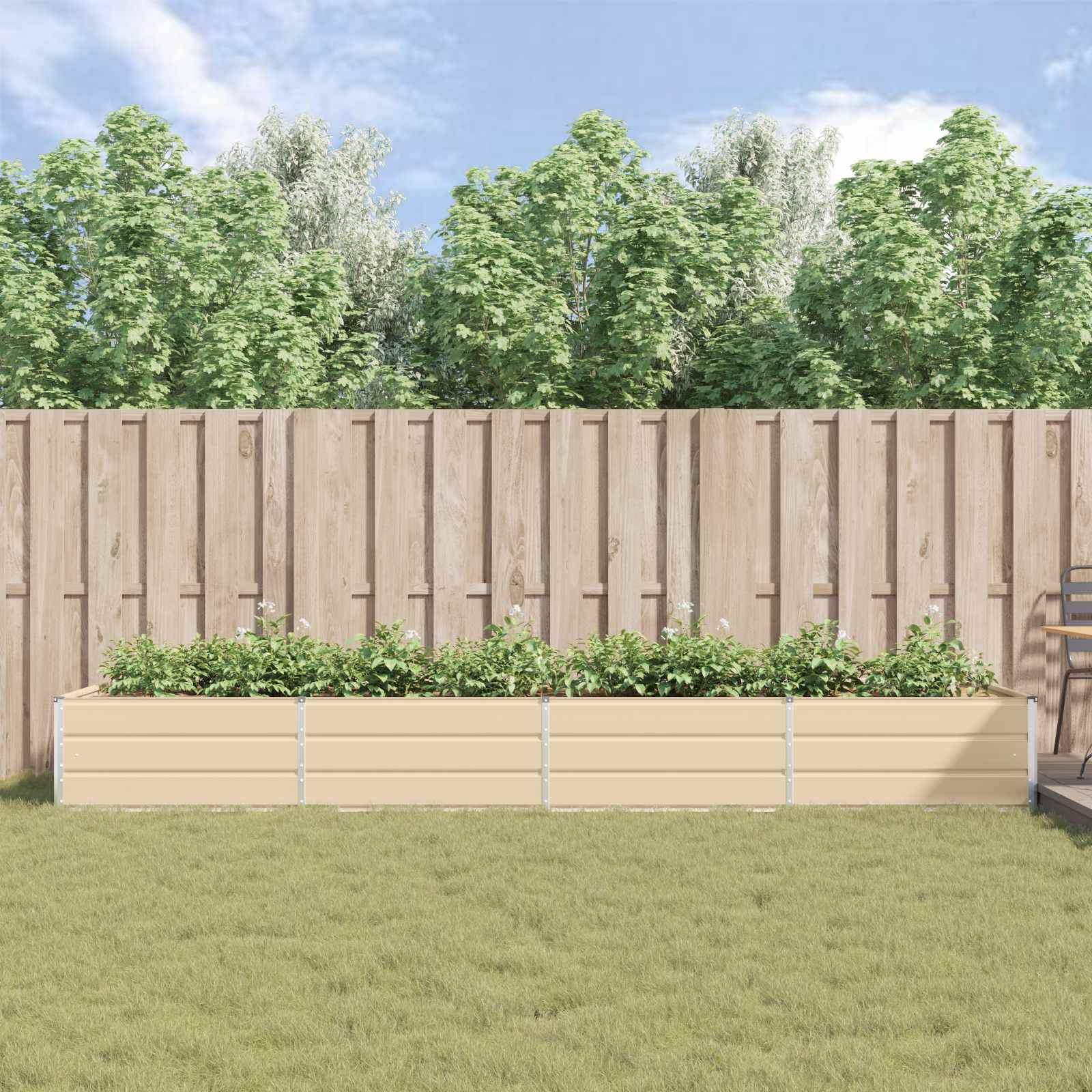 Bac de Plantation Géant Acier Galvanisé 385x100x45 cm Ivoire - ComfortXL Outdoor Living - Image 4