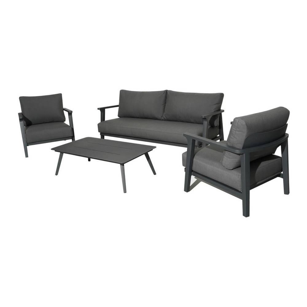 Proloisirs - Salon de détente Lava alu avec coussins sunbrella - graphite (set complet) PROLOISIRS - Image 1