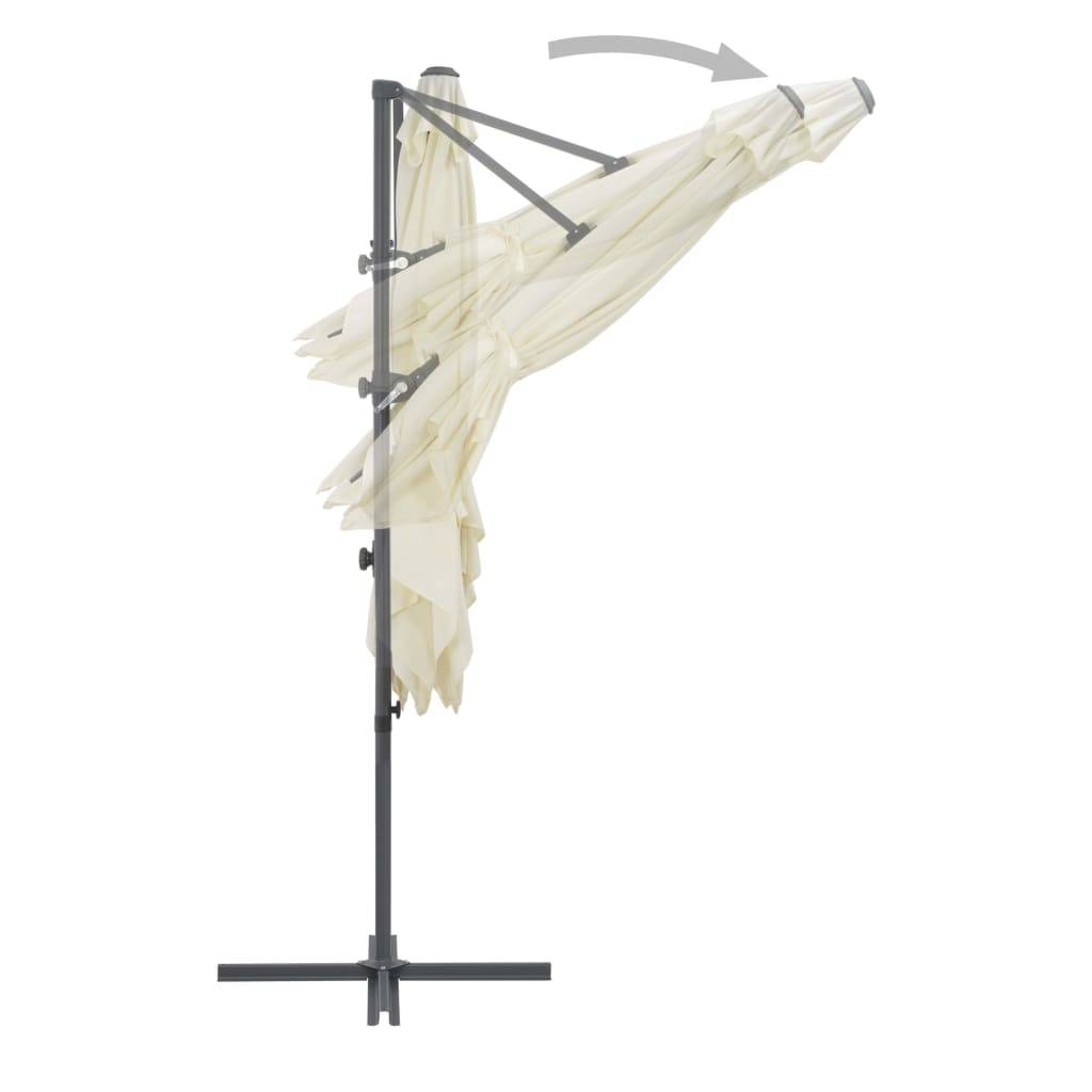 Helloshop26 - Parasol meuble de jardin en porte-à-faux avec mât en acier 250 x 250 cm sable - Image 4