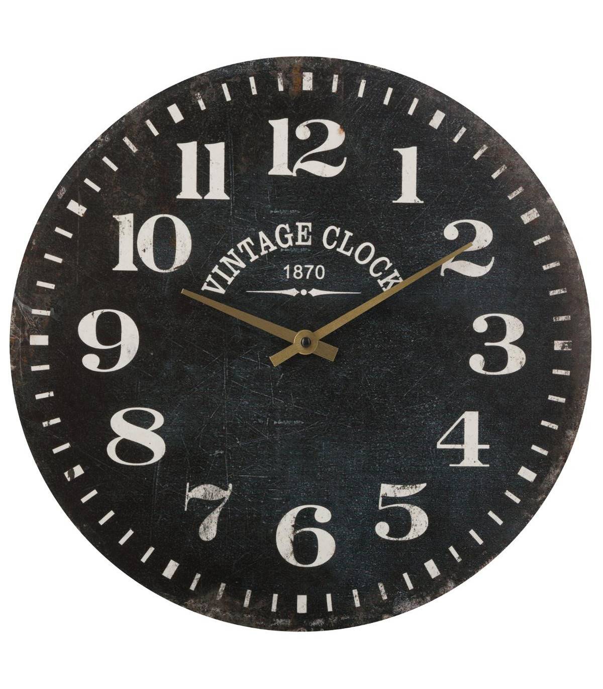 Pendule murale en bois aspect vieilli D 38 cm - Image 1