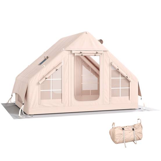 Tente Gonflable 4 Saisons avec Cheminée et Puits de Lumière, Pompe et Sac, UPF30+ Imperméable >5000 mm, Camping - Image 1