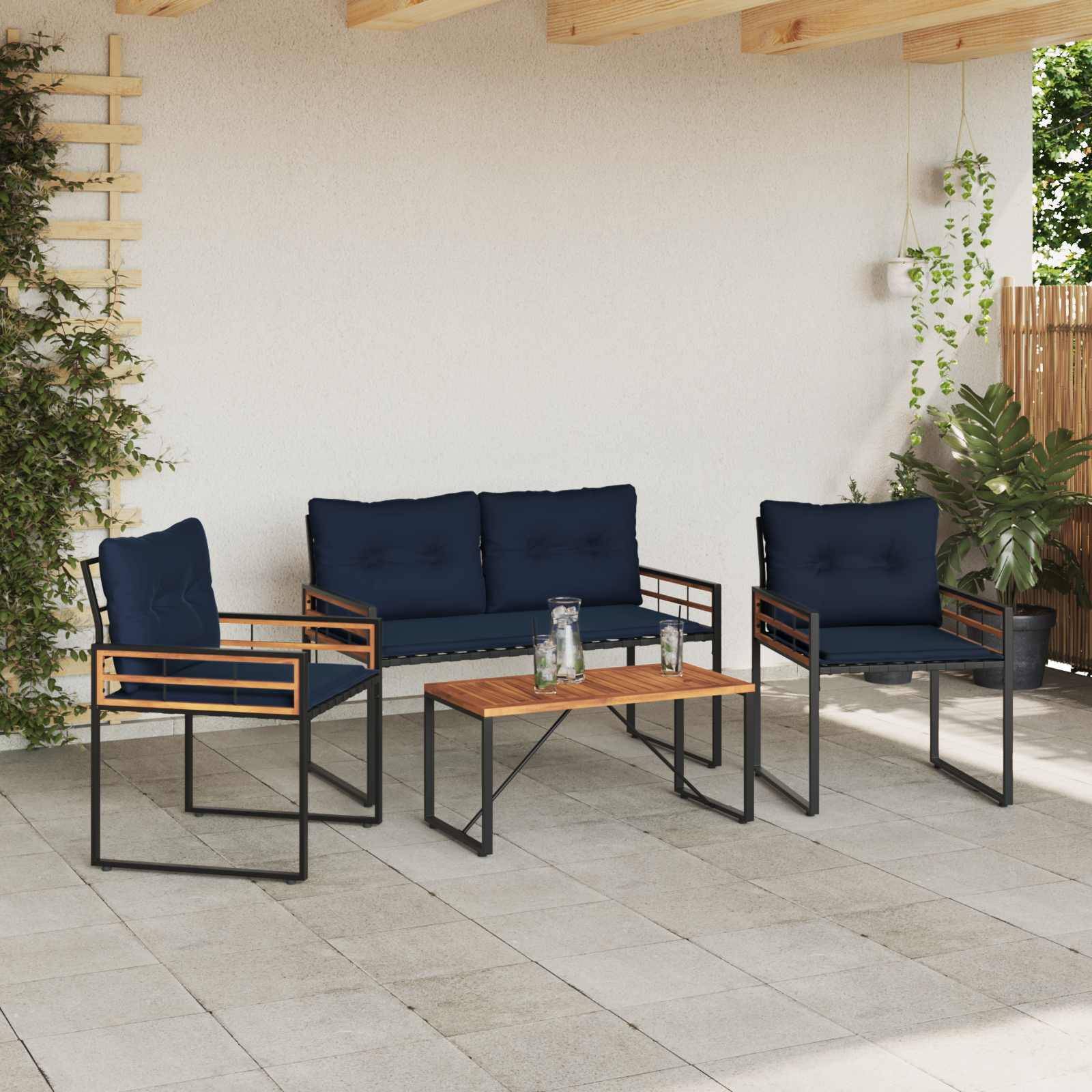 Vidaxl - Ensemble de meubles d'extérieur avec coussin 4 pcs Bleu marine vidaXL 42026929 - Image 5