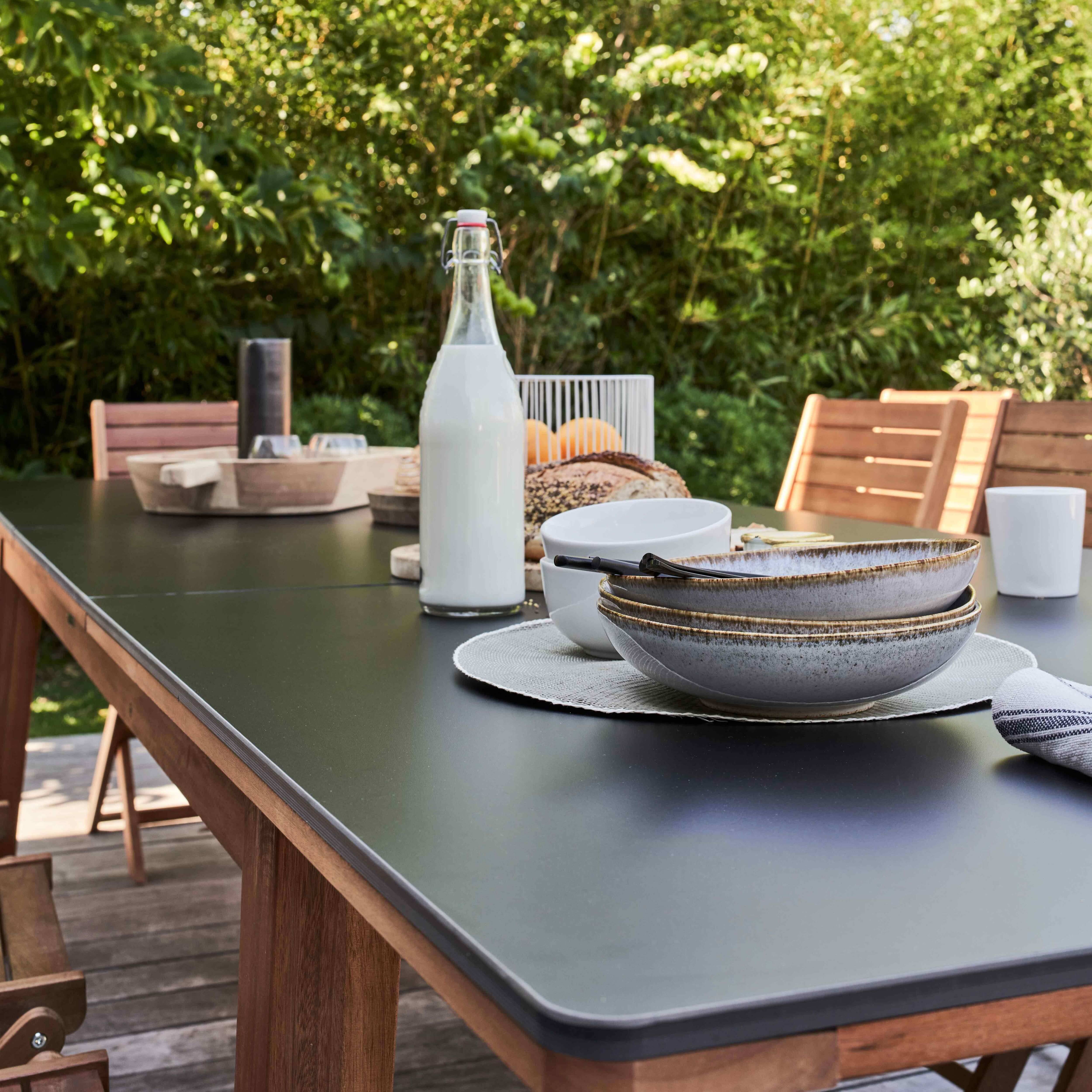 Oviala - Ensemble table de jardin extensible en eucalyptus avec 10 assises Arles - Oviala - Image 5