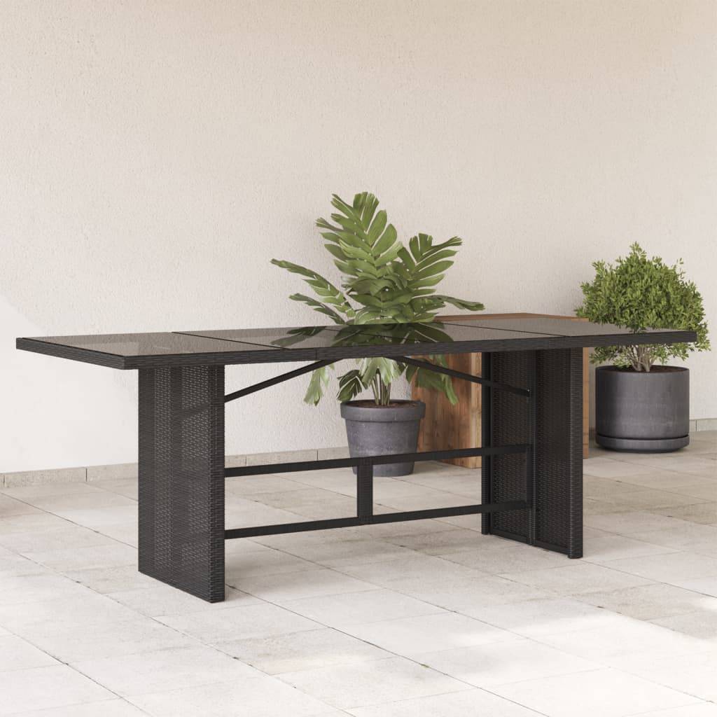 ComfortXL - Table de Jardin Noire 190x80 cm en Résine Tressée et Plateau Verre Trempé pour Terrasse – ComfortXL Outdoor Living - Image 1