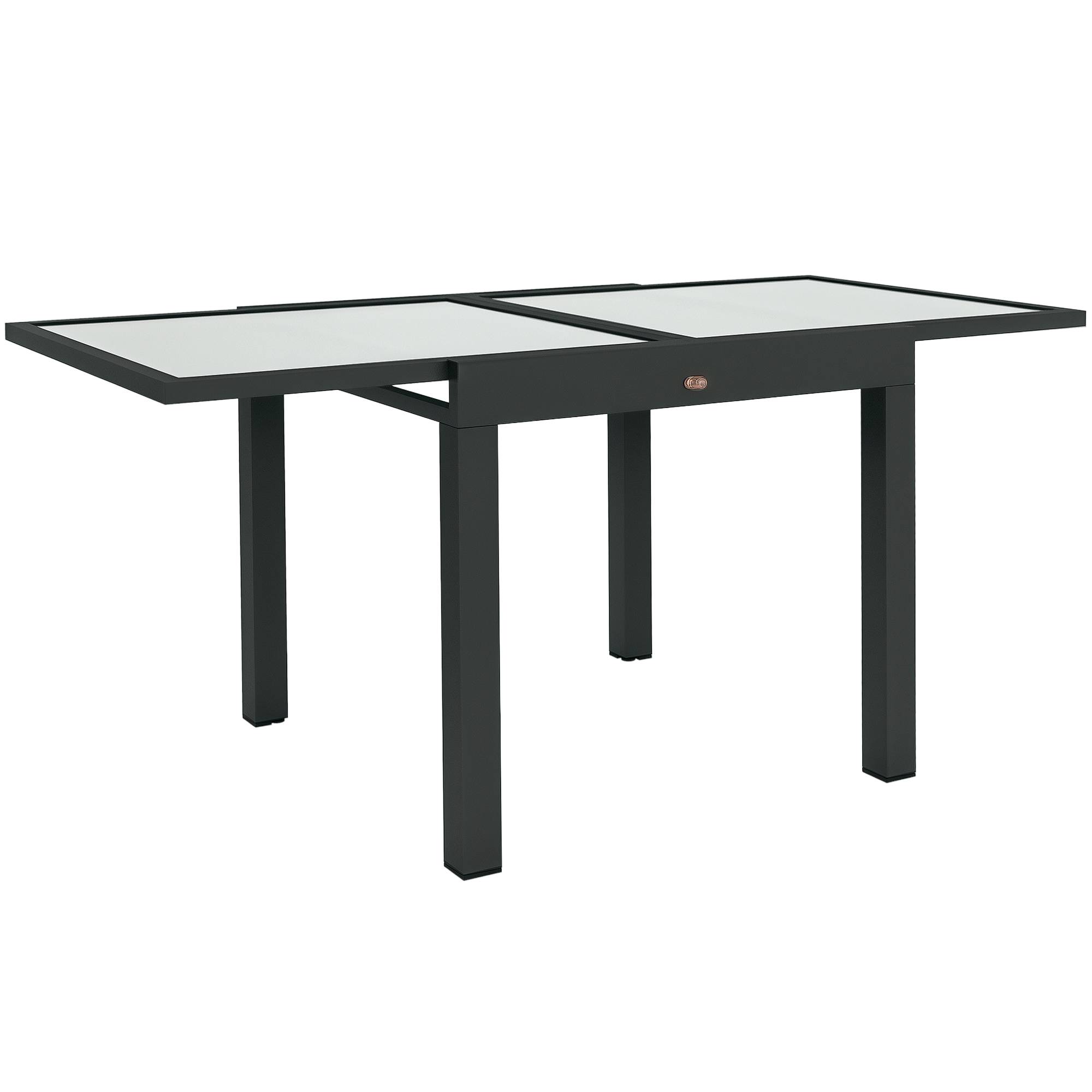Table Extensible de Jardin Grande Taille dim. dépliées 160 x 80 x 75 cm Aluminium Plateau Verre trempé transparent