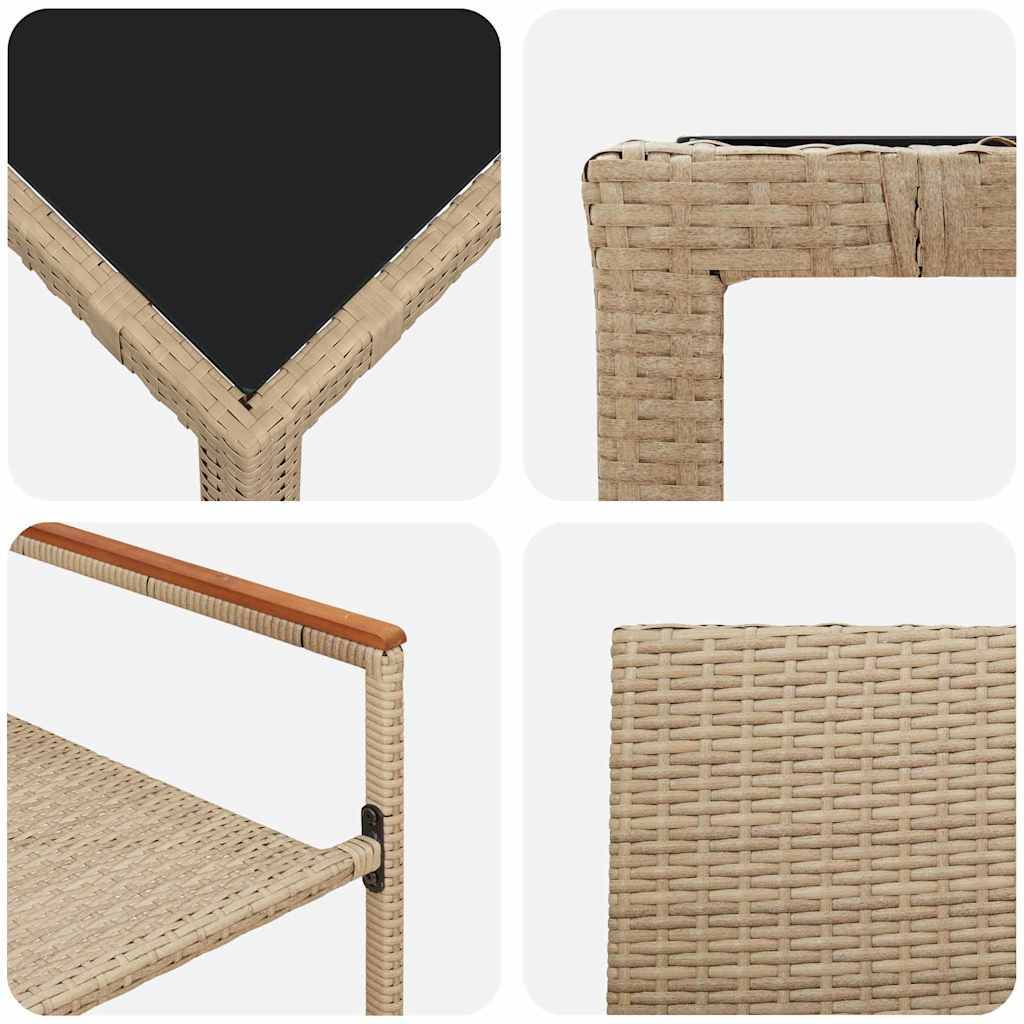 Table et 4 Chaises de Jardin en Polyrotin et Bois d'Acacia pour Terrasse Beige – ComfortXL Outdoor Living - Image 9