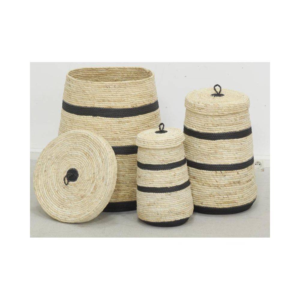 Aubry Gaspard - Coffres de rangement en maïs naturel et noir (lot de 3) - Image 2