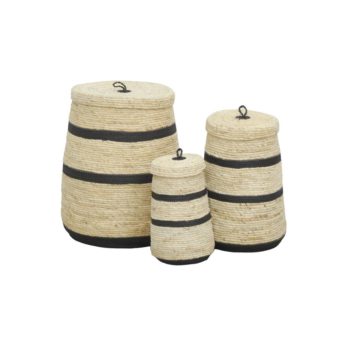 Aubry Gaspard - Coffres de rangement en maïs naturel et noir (lot de 3) - Image 1