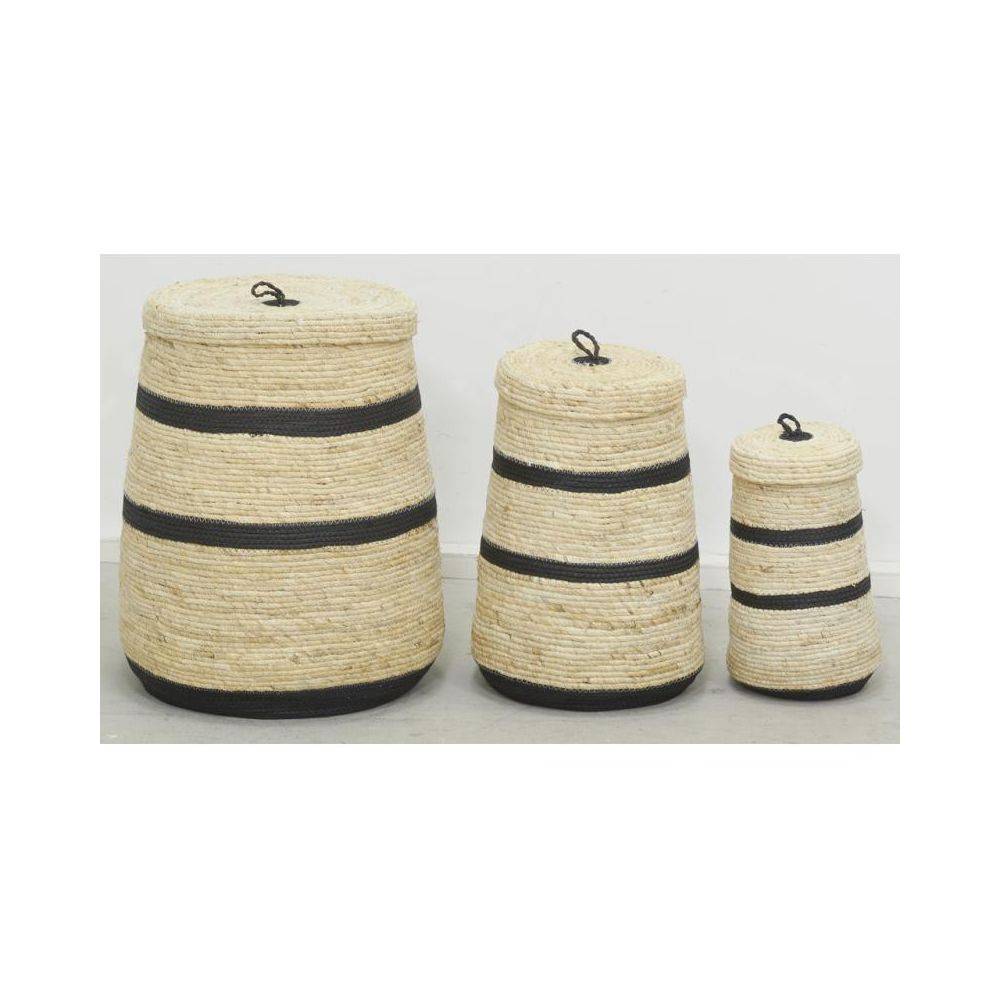 Aubry Gaspard - Coffres de rangement en maïs naturel et noir (lot de 3) - Image 3