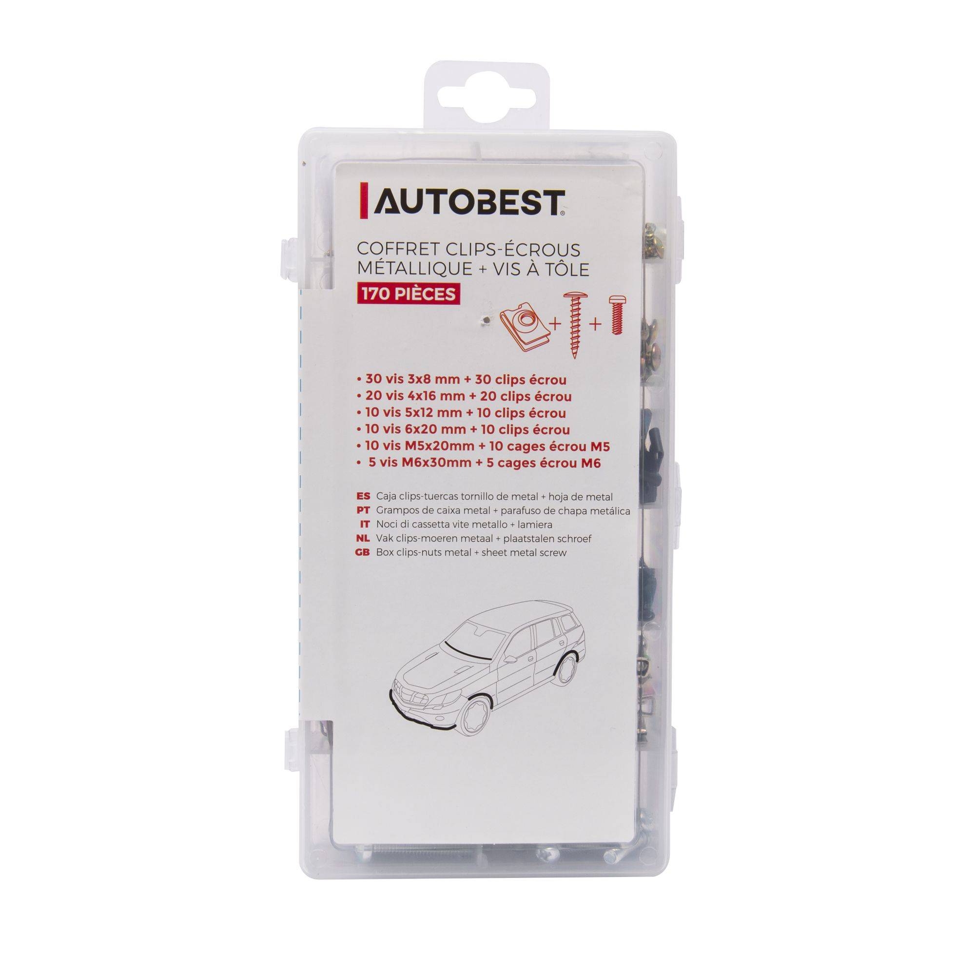 Coffret clips écrous métalliques 170pcs - Image 5
