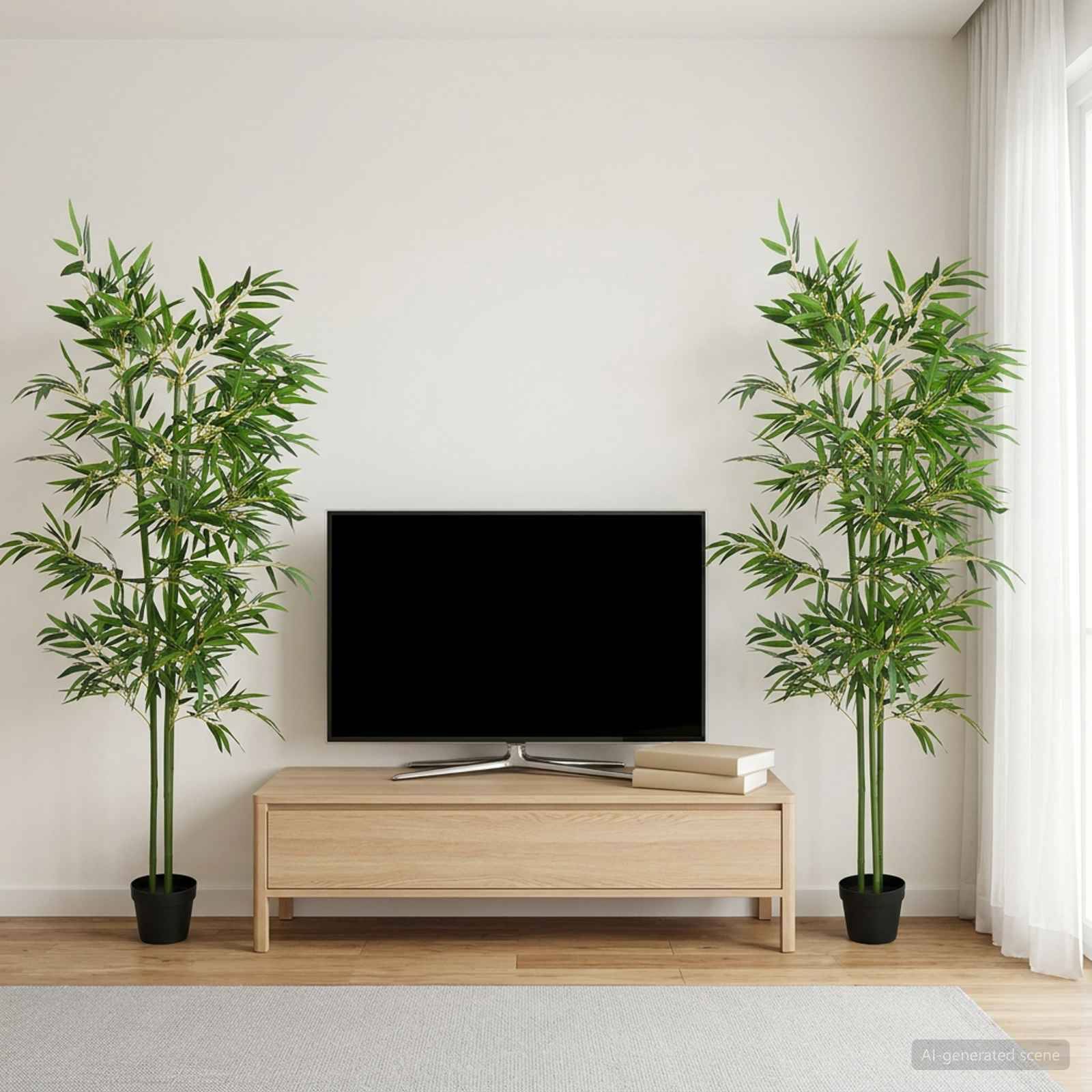 Arbres en bambou artificiels tissu et bambou vert 60 x 18 x 190 cm - PANGIVO - Image 1