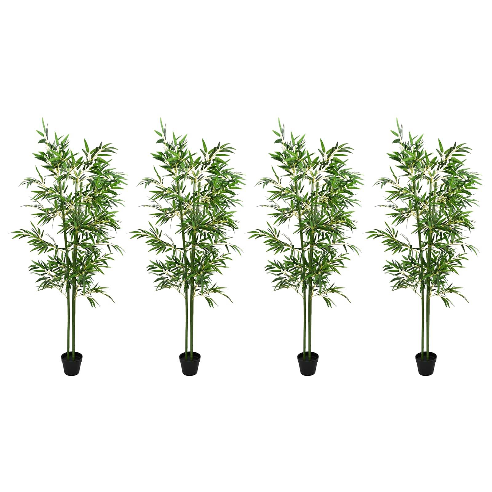Arbres en bambou artificiels tissu et bambou vert 60 x 18 x 190 cm - PANGIVO - Image 2