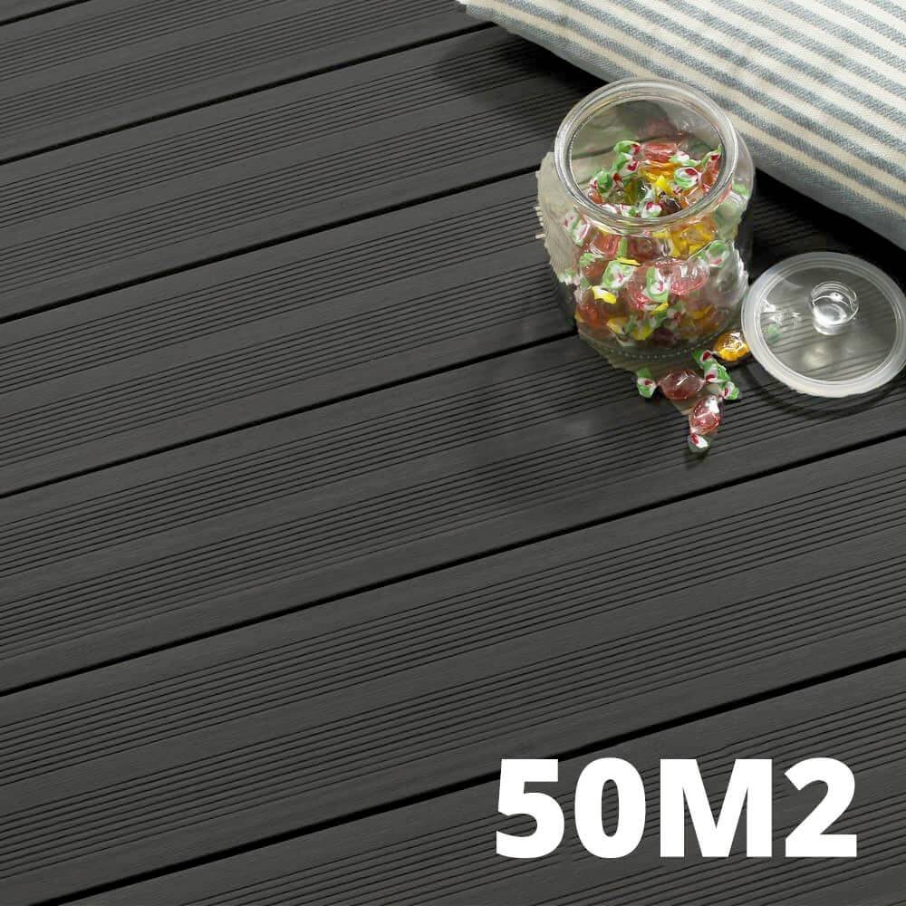 Kit Terrasse ATLANTA 50m² - 152 Lames de Terrasse (220 x 14.5 x 2.25 cm) - Anthracite - Garantie 15 ans - Fixation par Clips - Image 1