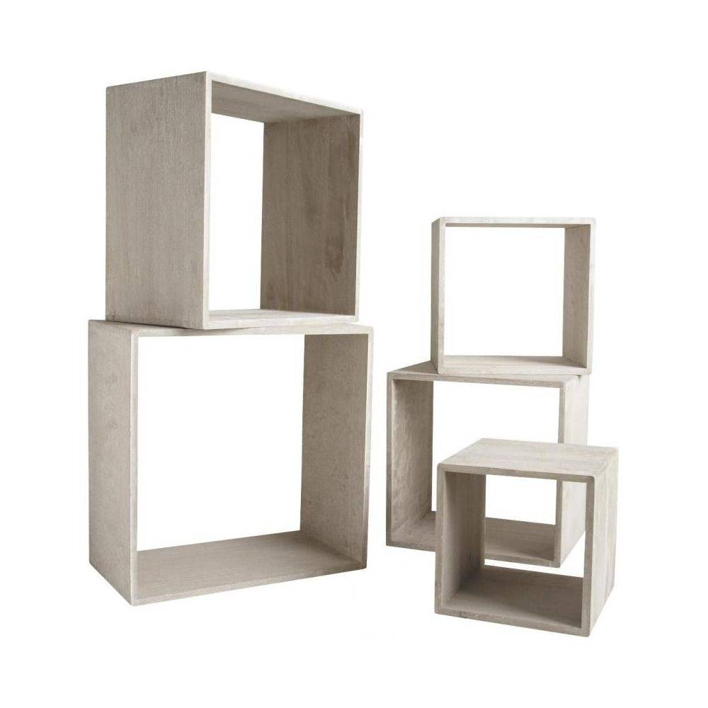 Aubry Gaspard - Étagères cube en bois de paulownia (Lot de 5) - Image 3