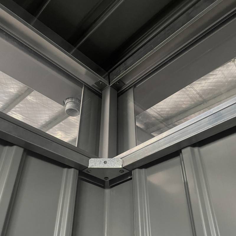 X-Metal - Abri de jardin 6,76m² acier galvanisé toit plat Kosto avec kit d'ancrage X-Métal gris - Image 6