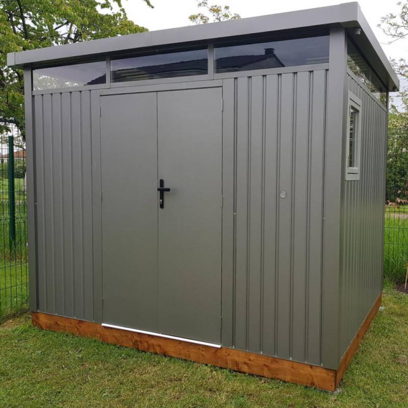 X-Metal - Abri de jardin 6,76m² acier galvanisé toit plat Kosto avec kit d'ancrage X-Métal gris - Image 2