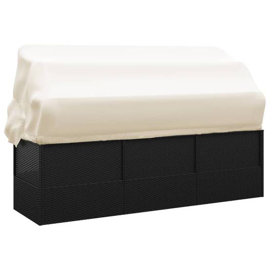 Lit de salon d'extérieur | Transat | Bain de soleil toit et coussins Noir Résine tressée - Image 5