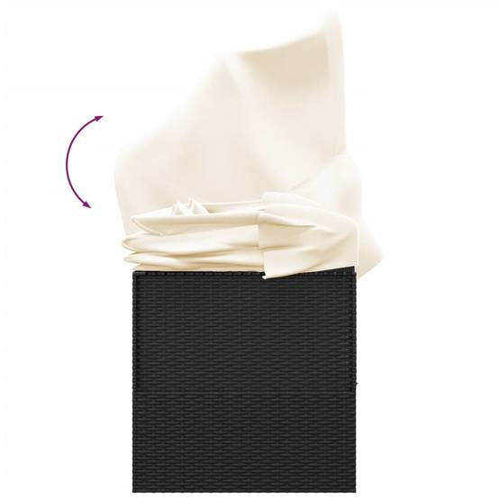 Lit de salon d'extérieur | Transat | Bain de soleil toit et coussins Noir Résine tressée - Image 7